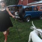 Liseli and dogs at farm